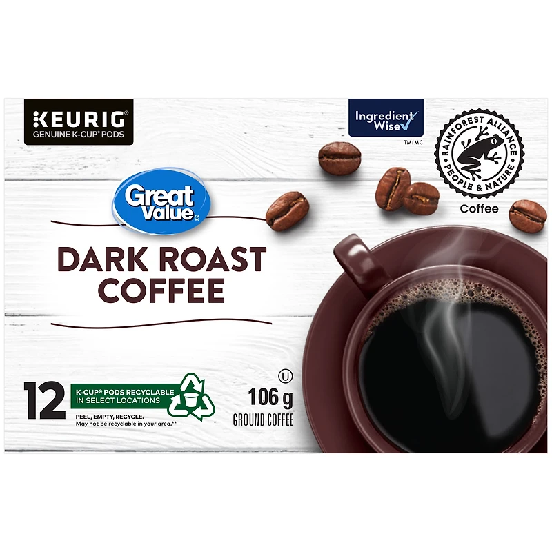 Great Value Dark Roast Coffee, 12 x 106 g