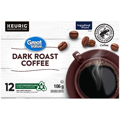 Great Value Dark Roast Coffee, 12 x 106 g