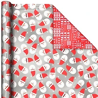 Hallmark Reversible Christmas Wrap Paper (Holiday Fun with Santa, Merry Messages, Peppermint, Dots, Snowmen, Stripes)