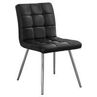 Monarch Specialties Chaise, Lot De 2, Côté, Rembourré, Cuisine, Salle À Manger, Pu D'aspect Cuir, Métal, Gris, Chrome, Contemporain, Moderne