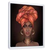Designart African American Woman with Turban V FLOAT FRAME WALL ART