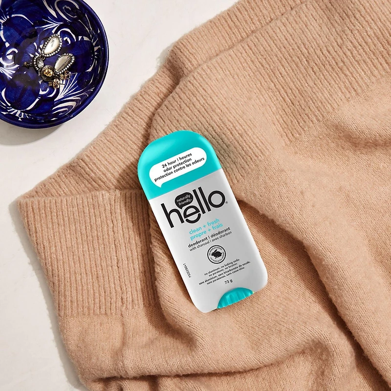 hello propre + frais déodorant avec charbon 73G