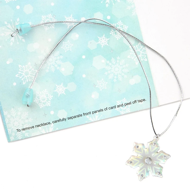 Hallmark Signature Frozen Christmas Card for Kid with Removable Necklace (Sparkle and Shine)