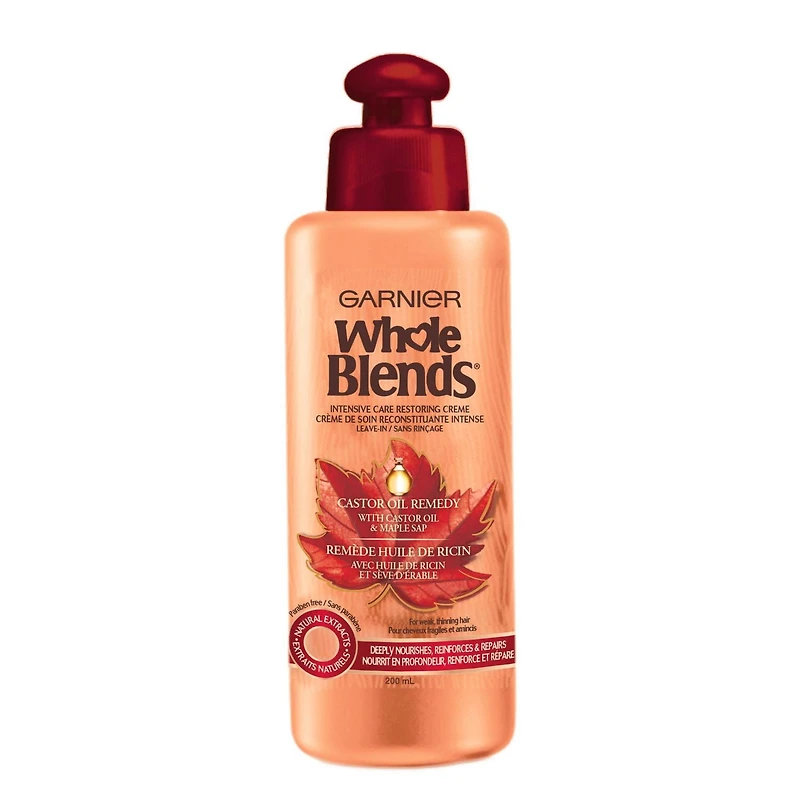 Garnier Whole Blends Soins Sans Rinçage Remède Huile de Ricin, 200 mL