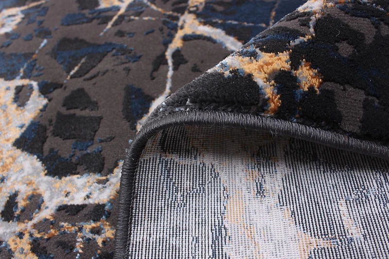 ECARPET Marble Textured Area Rug, Contemporary Carpet for Living Room, Black Marble Collection