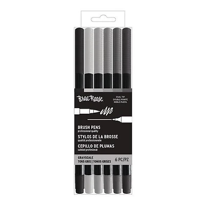 Brea Reese Stylo à bille double pointe - 6pc - Niveaux de gris