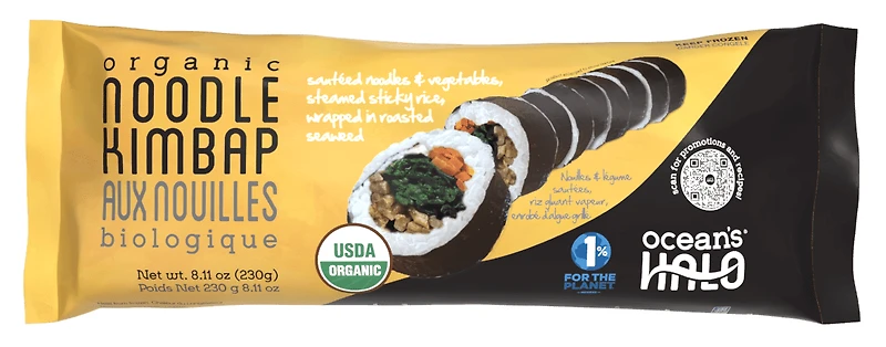 Ocean's Halo Organic Noodle Kimbap Roll, Frozen, 230g, 9 pieces, 230g total