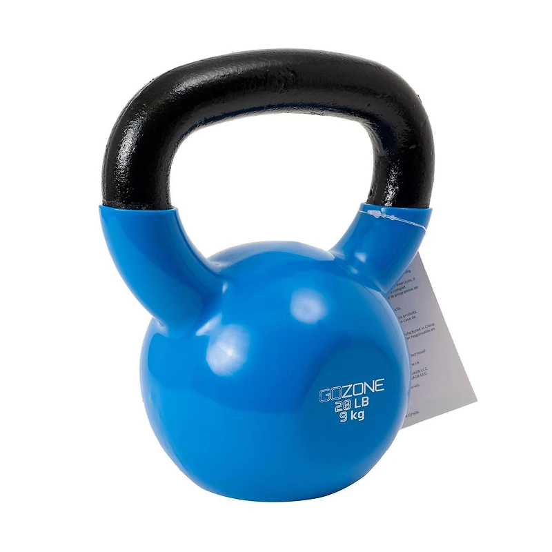 GoZone Vinyl-Dipped Cast Iron Kettlebell, Wide handle design