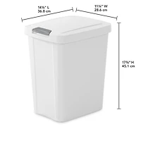 Sterilite 28L Touch Top Wastebasket - White, 28L