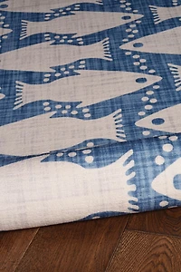 Tapis d'appoint lavable Seabourne 3 pi x 5 pi ivoire et bleu