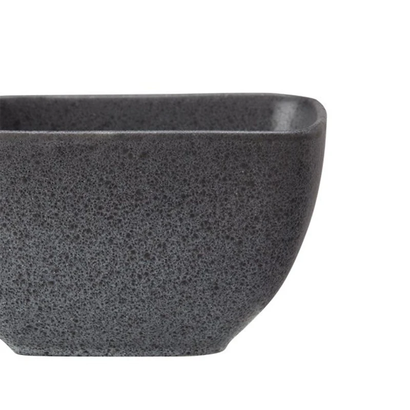 Better Homes & Gardens Dark Gray Square-Shaped Stoneware Cereal Bowl, Dinner bowl is 100% ceramic stoneware with a reactive glaze finish. Designed in a trendy shade of dark gray. Dishwasher and microwave safe.