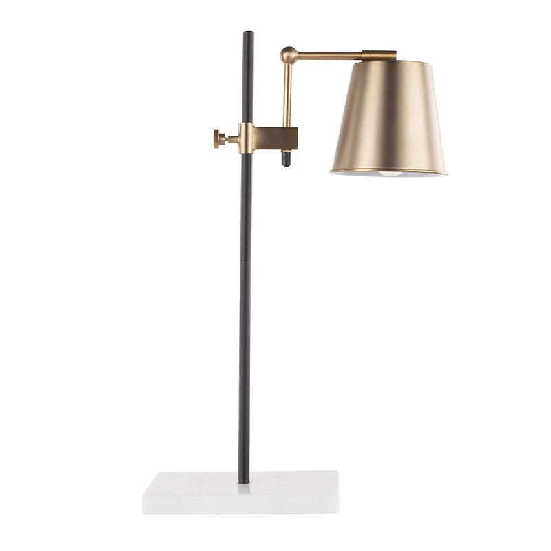 Metric Industrial Table Lamp in Walnut and Black by LumiSource
