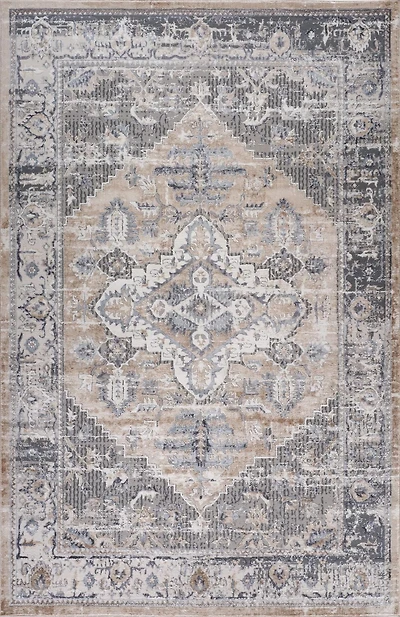 Tapis d'interieur vintage Atlas Rug Branch, marron gris, oriental - Salon, chambre, salle a manger et cuisine