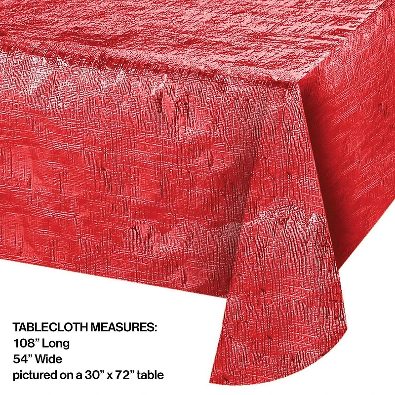 Nappe rouge métallique 108 po x 54 po, 1 ct