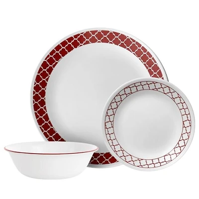 Ensemble de vaisselle Corelle® Crimson Treillis 12 pièces Ensemble de 12 pièces Corelle®