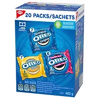 OREO, 20 Snack Packs (Individually Wrapped), 40 Cookies, School, Lunch, Birthday Party, Bulk Variety Pack of OREOs Original Chocolate & Double Stuf & Golden Vanilla Sandwich Cookies, 482 g