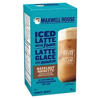 Maxwell House Hazelnut Iced Latte with Foam Drink Mix, 165 g, 6 Packets, Casein-Free, MW ICED LATTE FOAM HAZELNUT 165G