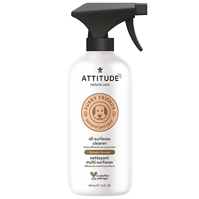 ATTITUDE Furry Friends, Nettoyant Multi-Surfaces, Lavande, Produits nettoyants animaux, Produits nettoyants pour chiens, 473 mL