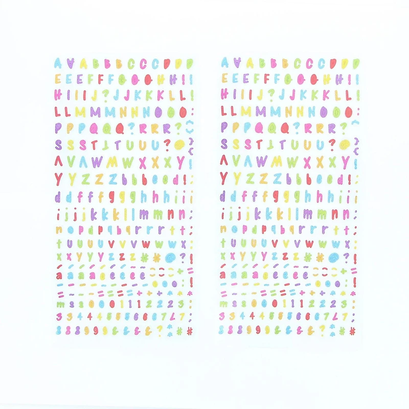 CRAFTY & CO. Alphabet Stickers Black, 518 pcs, 2 Sheets, ALPHA STKR 518PC COL