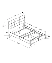 Monarch Specialties Bed, Full Size, Bedroom, Upholstered, Frame Only, Transitional