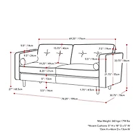 Ensemble de salon CorLiving Mulberry 2 pièces, style Mid-Century moderne, avec canapé et fauteuil, bleu marine