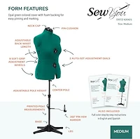 Dritz Sew You Adjustable Dress Form, Medium, Opal Green