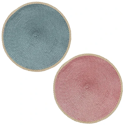Napperon tissée Hometrends avec bord en jute, 15" de diamètre."