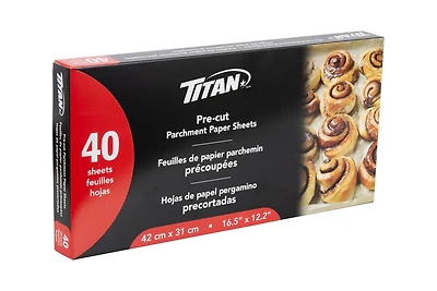 TITAN Pre-Cut Parchment Paper Sheets, 40 Sheets