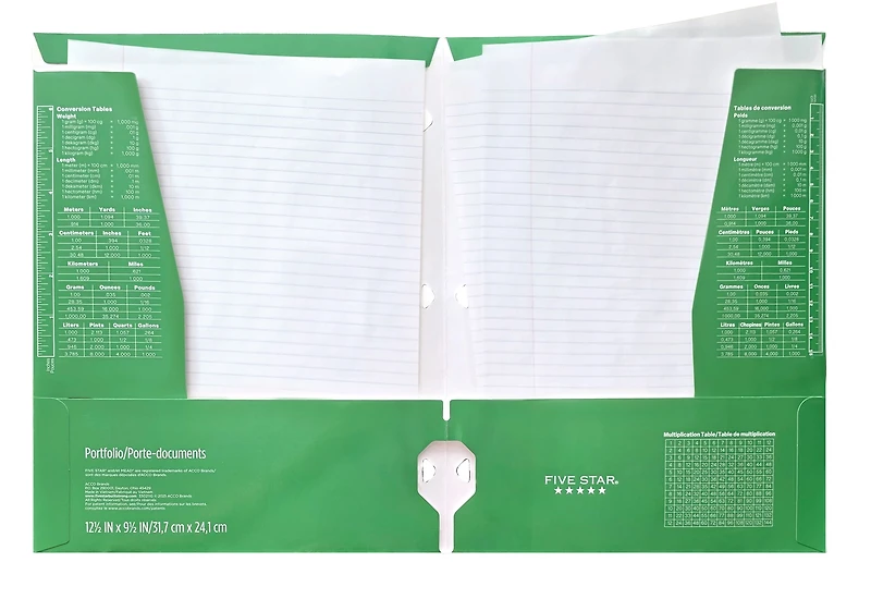 Five Star 4 Pocket Portfolio, Green