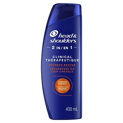 Shampooing 2 en 1 Head & Shoulders Intensité clinique Sécheresse du cuir chevelu, pour les pellicules tenaces 400ML
