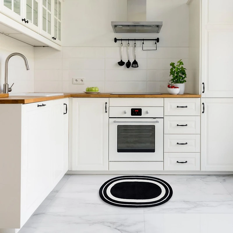 Tapis de cuisine Thyme & Table, noir et blanc textiles de cuisine