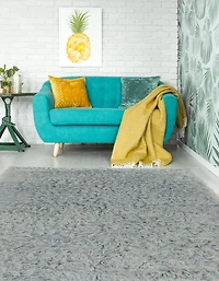 New Flokati 1400gr 5' x 8' Area Rug, Light Grey