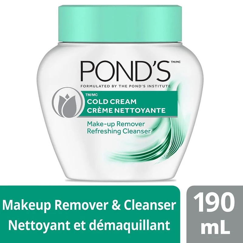 Crème nettoyante pour peau normale ou sèche Pond's Nettoyant rafraîchissant et démaquillant testé par des dermatologues 190ml Démaquillant, 190 ml