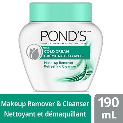 Crème nettoyante pour peau normale ou sèche Pond's Nettoyant rafraîchissant et démaquillant testé par des dermatologues 190ml Démaquillant, 190 ml