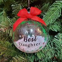 "Worlds Best Daughter" Transparent Snowflake Collectible Ball Ornament, 4 in, Holiday Time