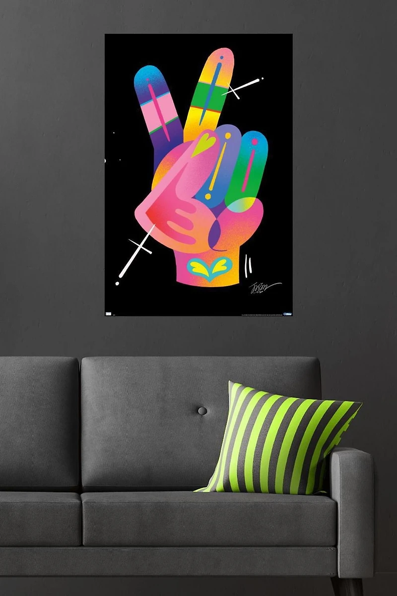 Jason Naylor - Peace Sign Hand Wall Poster, 22.375" x 34"