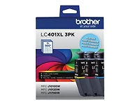 LC401XL3PKS Brother 3-Pack Colour Ink Cartridges