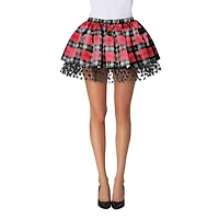 WAY TO CELEBRATE PLAID TUTU RED/WHITE