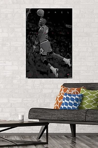Michael Jordan - Black and White Wall Poster, 22.375" x 34" Framed