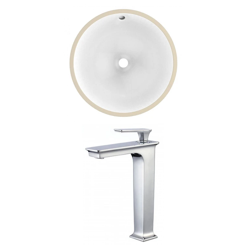 16.5-in. W Round Bathroom Undermount Sink Set In White - Chrome Hardware AI-22758