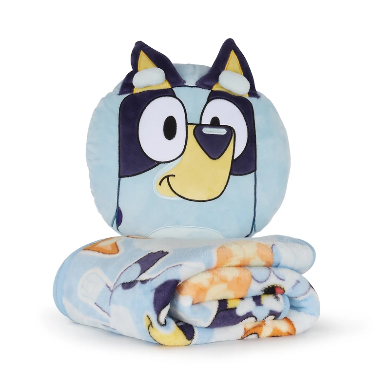 Bluey Ensemble d'Oreiller Nogginz et Couverture de Voyage 102 cm x 127 cm