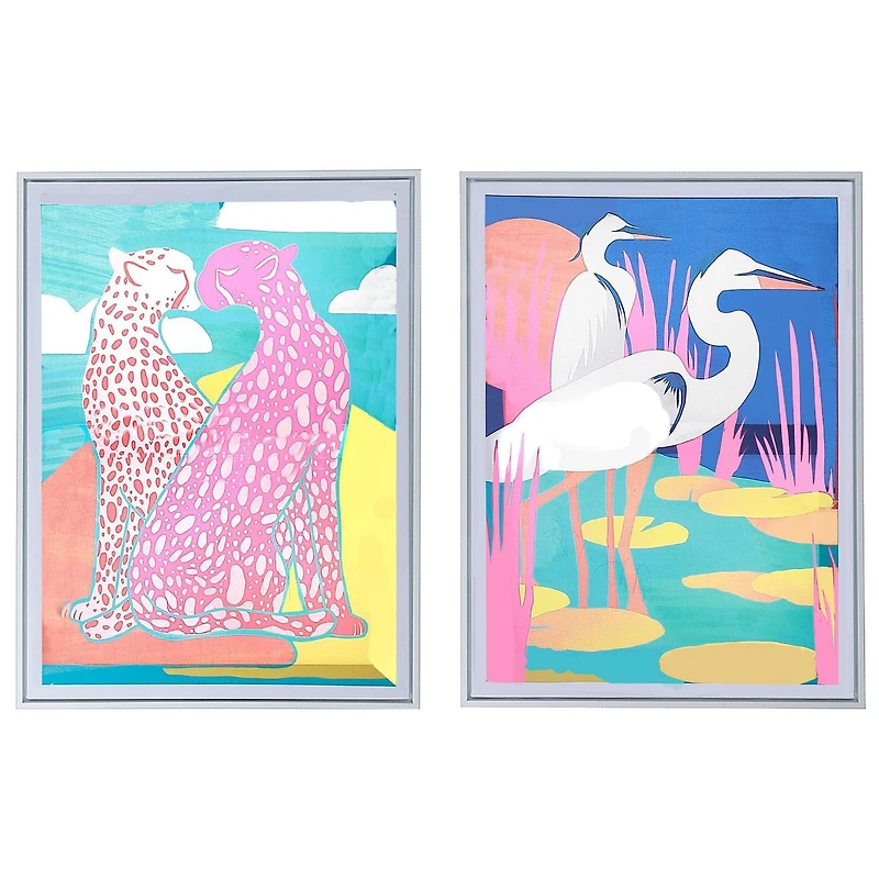 Crame D'Art Mural En Toile Encadrée Et Léopard - Ensemble De 2