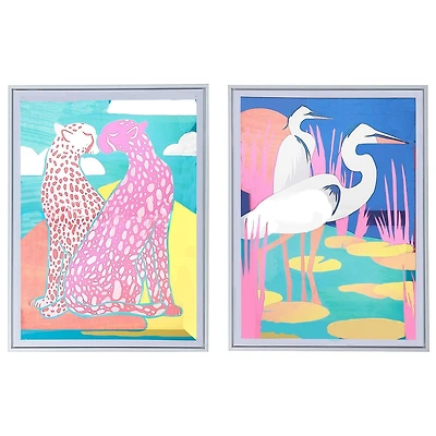 Crame D'Art Mural En Toile Encadrée Et Léopard - Ensemble De 2