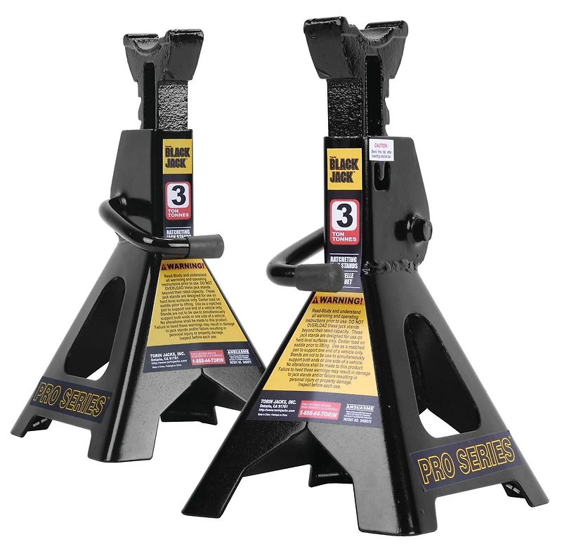 BLACKJACK Ratcheting Jack Stands - 3 Ton Capacity, 3 Ton Jack Stands