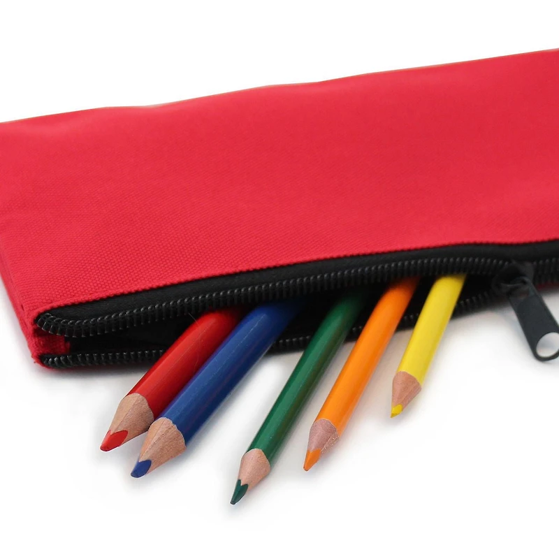 Pen + Gear 3 Pocket Pencil Pouch in Red Polyester with Black Zips
