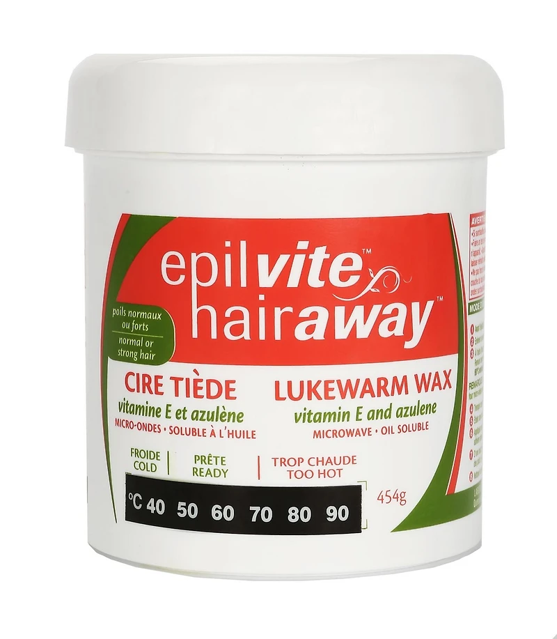 Epil-Vite / Hair-Away Lukewarm Wax Vitamin E and Azulen - 454 g, Lukewarm wax with azulen.