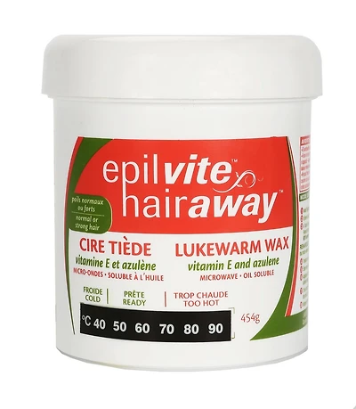 Epil-Vite / Hair-Away Lukewarm Wax Vitamin E and Azulen - 454 g, Lukewarm wax with azulen.