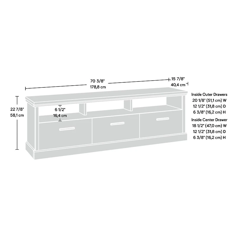 Sauder Aspen Post Entertainment Credenza in Prime Oak Finish