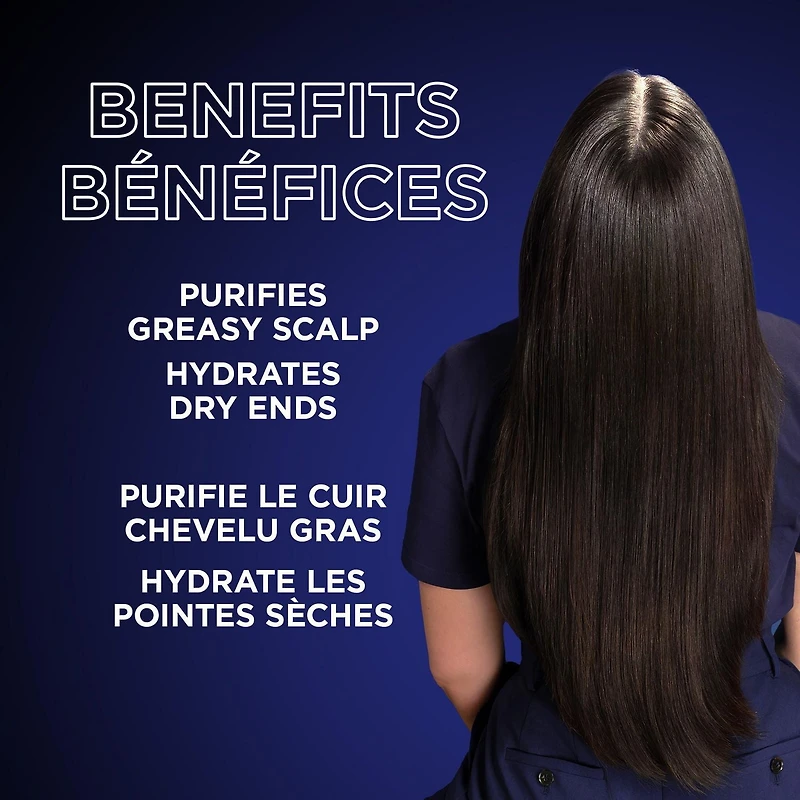 Garnier Whole Blends Magnetic Charcoal Purifying Shampoo for Greasy Scalp, Hydrates Dry Ends for Up to 48-Hours, with Charcoal - 346ml, Purifies greasy scalp