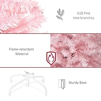 HOMCOM 6FT Artificial Christmas Tree Holiday Xmas Holiday Pencil Tree Decoration with Automatic Open for Home Party, Pink